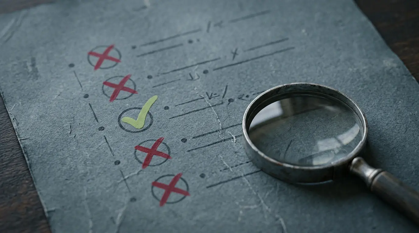Concepto visual de errores frecuentes en la declaración de ganancias del juego